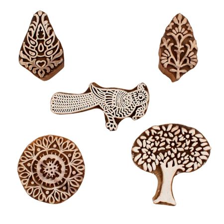 Set of 5 Piece New Mix Wooden Printing Blocks